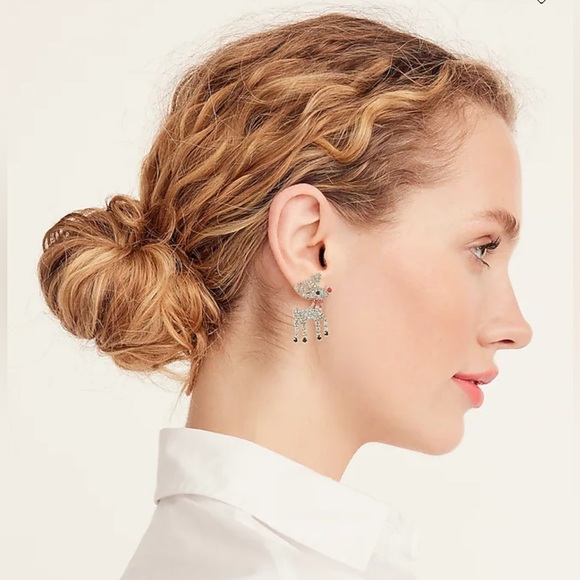 J.Crew NWT Pavé Reindeer Statement Earring - Picture 1 of 4